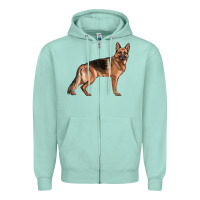 Seafoam German Shepherd Dog Illustrations Zipper Hoodie - LillyAllenDesigns