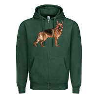 Sports Green German Shepherd Dog Illustrations Zipper Hoodie - LillyAllenDesigns