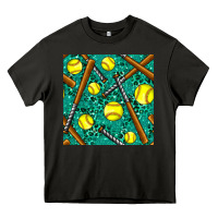 Asphalt softball bat with leopard and glitter seamless pattern Heavy Core Tee - BundleAndBundleShop