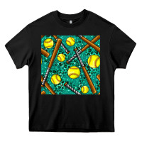 Black softball bat with leopard and glitter seamless pattern Heavy Core Tee - BundleAndBundleShop