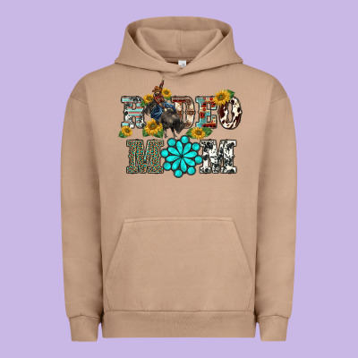 Western Rodeo Bullfighter Mom Turquoise Gemstones  Sunflowers Urban Hoodie Designed By Barkaloodesign