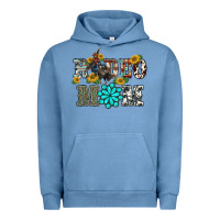 Pigment Pebble Blue western rodeo bullfighter mom turquoise gemstones  sunflowers Urban Hoodie - BarkalooDesign