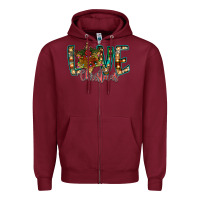Burgundy Love Snowman Zipper Hoodie - CowhideDigitalArt