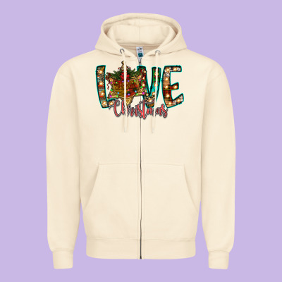 Love Snowman Zipper Hoodie Designed By Cowhidedigitalart
