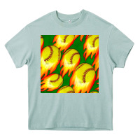 Arona softball fire ball seamless pattern Heavy Core Tee - BundleAndBundleShop