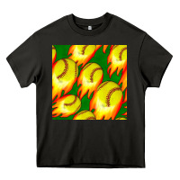 Asphalt softball fire ball seamless pattern Heavy Core Tee - BundleAndBundleShop