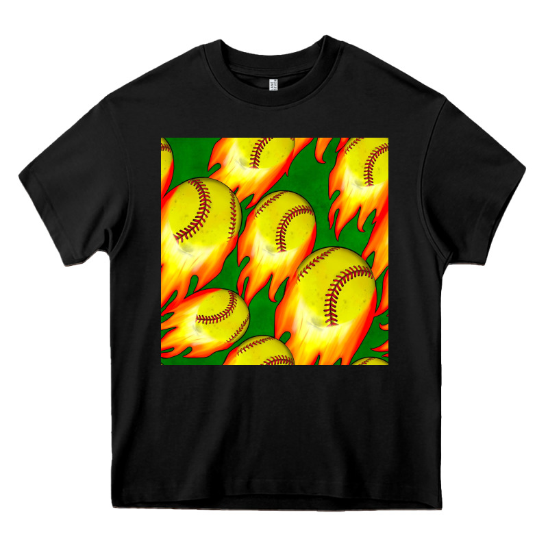 Softball Fire Ball Seamless Pattern Heavy Core Tee by BundleAndBundleShop | Teevron