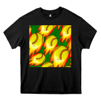 Black softball fire ball seamless pattern Heavy Core Tee - BundleAndBundleShop