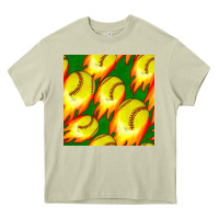 Mossy softball fire ball seamless pattern Heavy Core Tee - BundleAndBundleShop