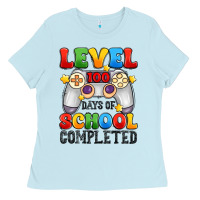 Baby Blue level 100 days of school completed Ladies Tee - Artiststas