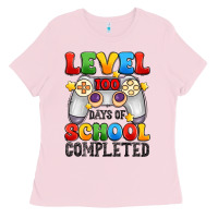 Bubblegum Pink level 100 days of school completed Ladies Tee - Artiststas