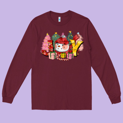 Joy Snowman Long Sleeve Tee Designed By Cowgirlartshop