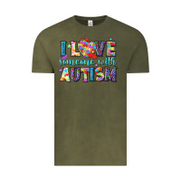 Vintage Olive I love someone with Autism Vintage Tee - NancyCooperArtShop