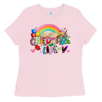 Bubblegum Pink childcare life Ladies Tee - Artiststas