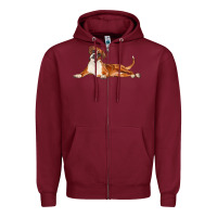 Burgundy Boxer Dog Illustrations Zipper Hoodie - LillyAllenDesigns