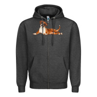 Charcoal Heather Boxer Dog Illustrations Zipper Hoodie - LillyAllenDesigns