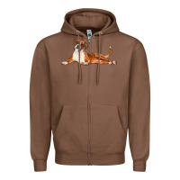 Chestnut Boxer Dog Illustrations Zipper Hoodie - LillyAllenDesigns