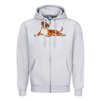 Heather Grey Boxer Dog Illustrations Zipper Hoodie - LillyAllenDesigns