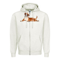 Oatmeal Heather Boxer Dog Illustrations Zipper Hoodie - LillyAllenDesigns
