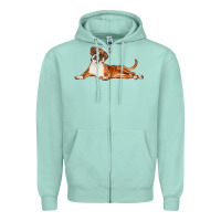 Seafoam Boxer Dog Illustrations Zipper Hoodie - LillyAllenDesigns