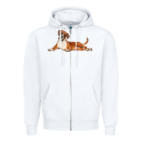 White Boxer Dog Illustrations Zipper Hoodie - LillyAllenDesigns