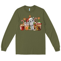 Army Green hippopotamus coffee cups christmas Long Sleeve Tee - CowGirlArtShop