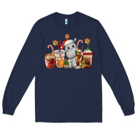 Navy hippopotamus coffee cups christmas Long Sleeve Tee - CowGirlArtShop