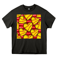 Asphalt softball hearts seamless pattern Heavy Core Tee - BundleAndBundleShop