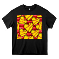 Black softball hearts seamless pattern Heavy Core Tee - BundleAndBundleShop