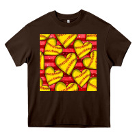 Chocolate Brown softball hearts seamless pattern Heavy Core Tee - BundleAndBundleShop