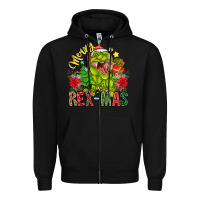 Black Merry Rexmas Zipper Hoodie - CowhideDigitalArt