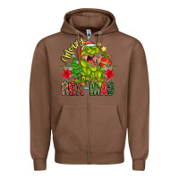 Chestnut Merry Rexmas Zipper Hoodie - CowhideDigitalArt