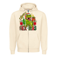 Sandshell Merry Rexmas Zipper Hoodie - CowhideDigitalArt