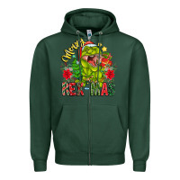 Sports Green Merry Rexmas Zipper Hoodie - CowhideDigitalArt