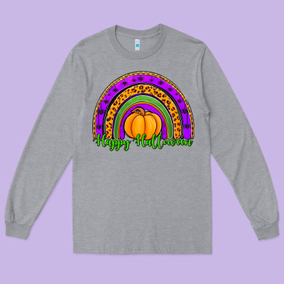 Happy Halloween Rainbow Long Sleeve Tee Designed By Jasminsmagicworld