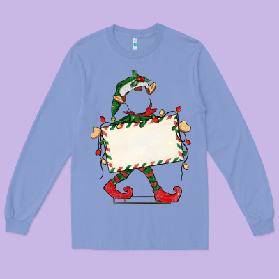 Customize Christmas Elf Long Sleeve Tee Designed By Cowgirlartshop