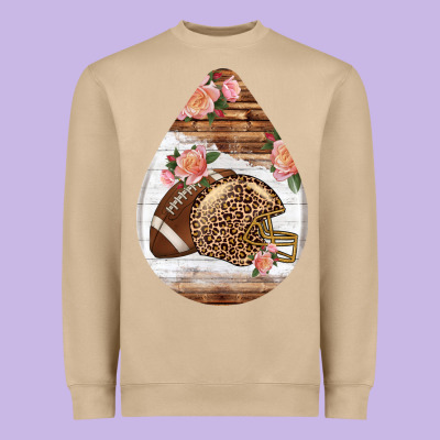 American Football And Western Roses Teardrop Heavyweight Sweatshirt Designed By Bundleandbundleshop
