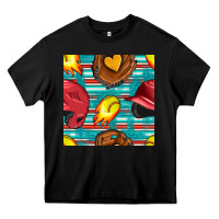 Black softball helmet and glove with serape seamless pattern Heavy Core Tee - BundleAndBundleShop