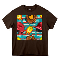 Softball Helmet And Glove With Serape Seamless Pattern Heavy Core Tee | Teevron