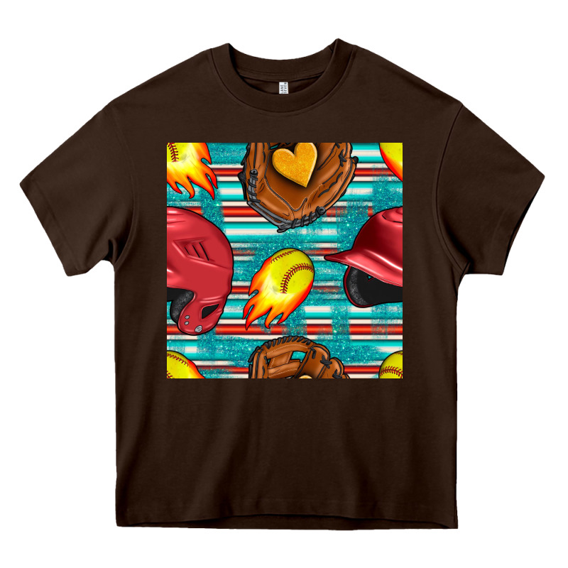 Softball Helmet And Glove With Serape Seamless Pattern Heavy Core Tee by BundleAndBundleShop | Teevron