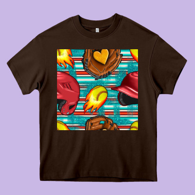 Softball Helmet And Glove With Serape Seamless Pattern Heavy Core Tee Designed By Bundleandbundleshop