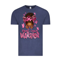 Vintage Denim brest cancer warrior afro messy bun Vintage Tee - texasbilliewilder