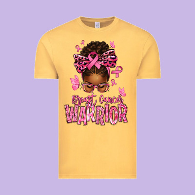 Brest Cancer Warrior Afro Messy Bun Vintage Tee Designed By Texasbilliewilder