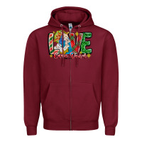 Burgundy Love Came Down Zipper Hoodie - CowhideDigitalArt