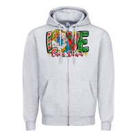 Heather Grey Love Came Down Zipper Hoodie - CowhideDigitalArt