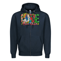 Navy Love Came Down Zipper Hoodie - CowhideDigitalArt