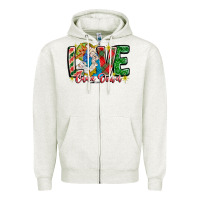 Oatmeal Heather Love Came Down Zipper Hoodie - CowhideDigitalArt