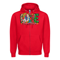 Red Love Came Down Zipper Hoodie - CowhideDigitalArt
