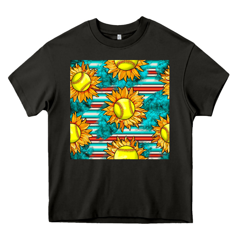 Softball Sunflowers With Serape Seamless Pattern Heavy Core Tee by BundleAndBundleShop | Teevron