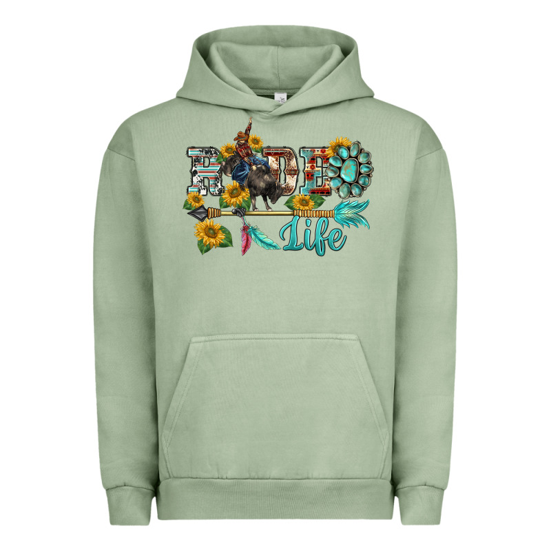 Western Rodeo Bullfighter  Life Turquoise's Gemstones Arrow Sunflowers Urban Hoodie by BarkalooDesign | Teevron